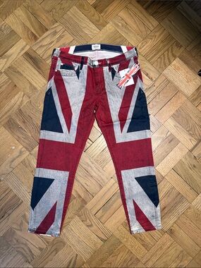 Hudson Jeans Red, Navy & White Union Jack Print Jeans woman’s size 29